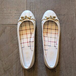 Coach White Leather Ballet Flats